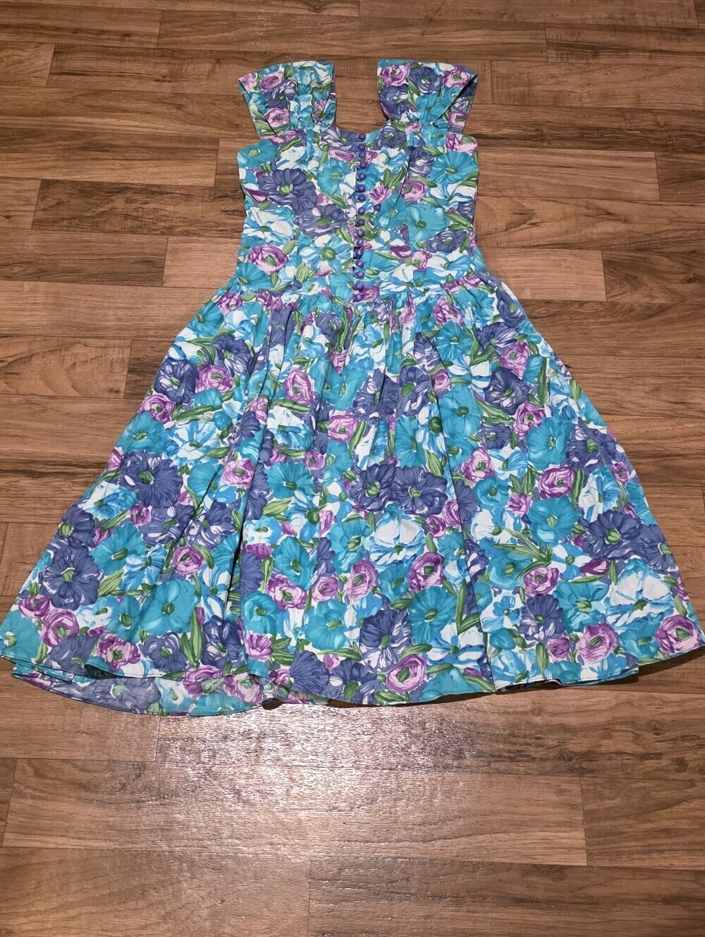 Floral Cotton Sundress in Teal, Purple & Pink